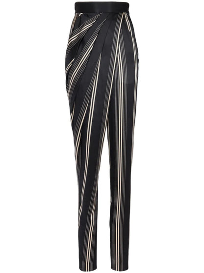 Asymmetric Draped Silk Trousers