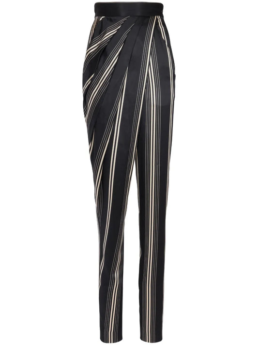 Asymmetric Draped Silk Trousers