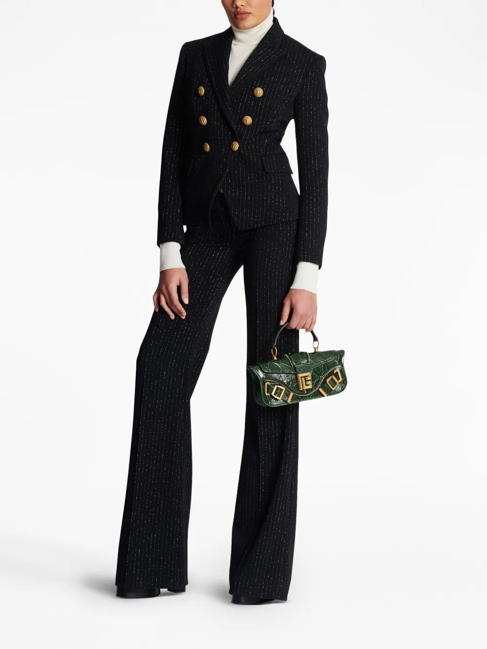 Lurex-Detail Double-Breasted Blazer