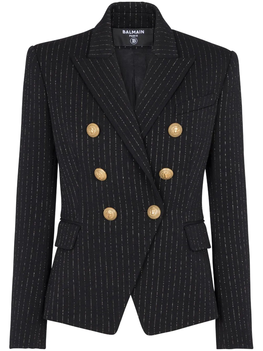 Lurex-Detail Double-Breasted Blazer