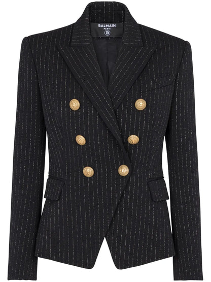 Lurex-Detail Double-Breasted Blazer