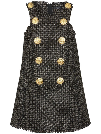 10-Buttons Swing Tweed Dress