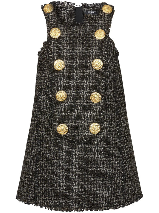 10-Buttons Swing Tweed Dress