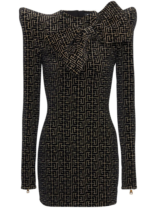 Monogram-Print Bow-Detail Minidress