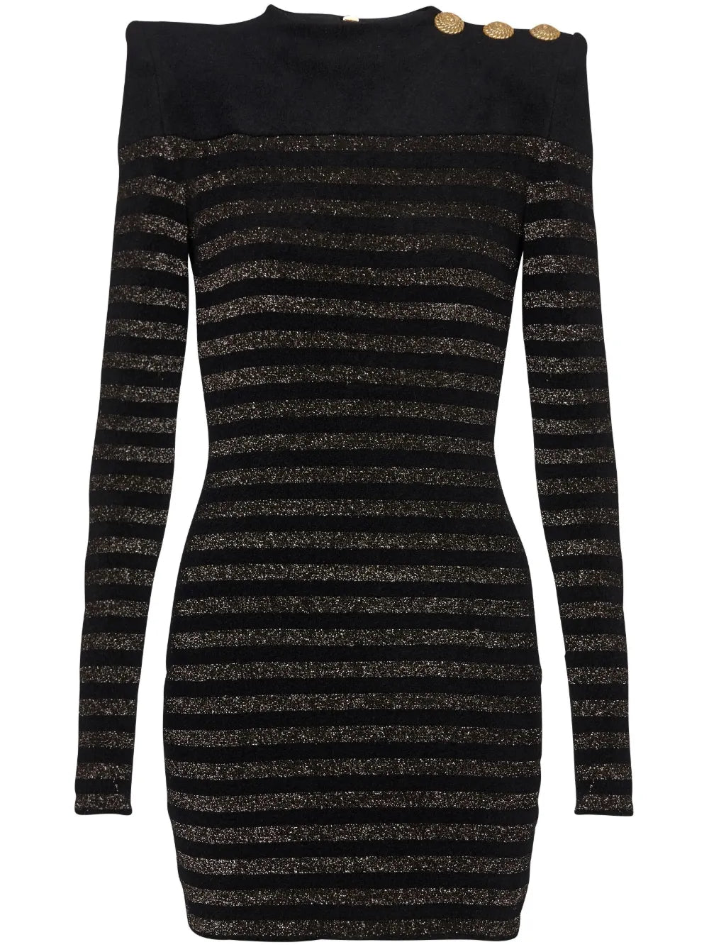 Button-Detail Striped Minidress