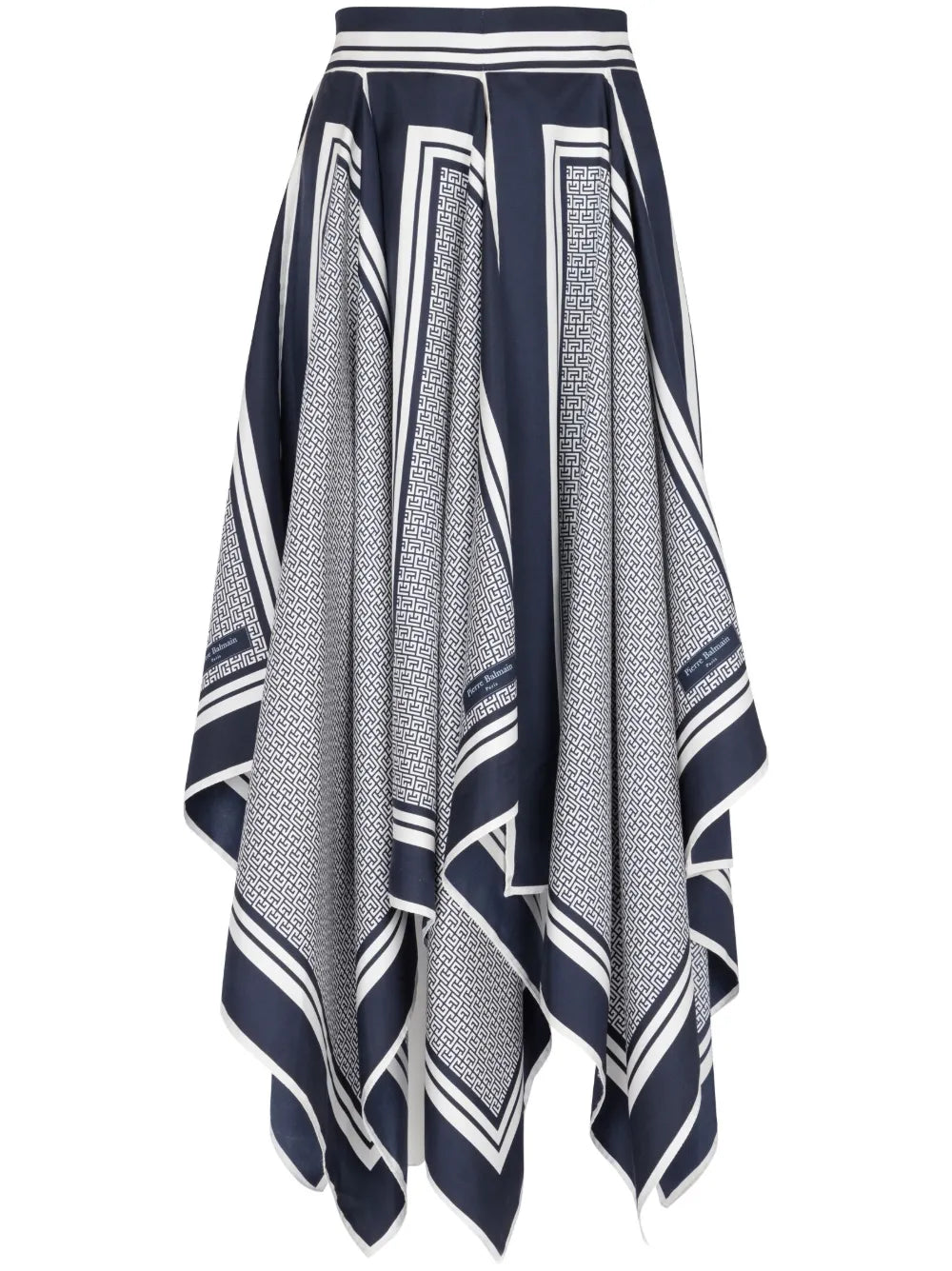 Monogram-Print Asymmetric Silk Skirt
