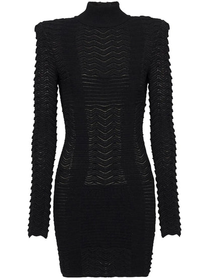 Long-Sleeve Textured Minidress