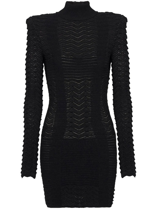 Long-Sleeve Textured Minidress