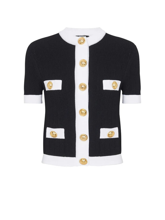Short-Sleeve Cropped Cardigan
