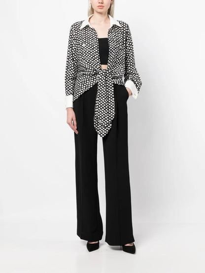 Polka Dot Print Long-Sleeved Blouse