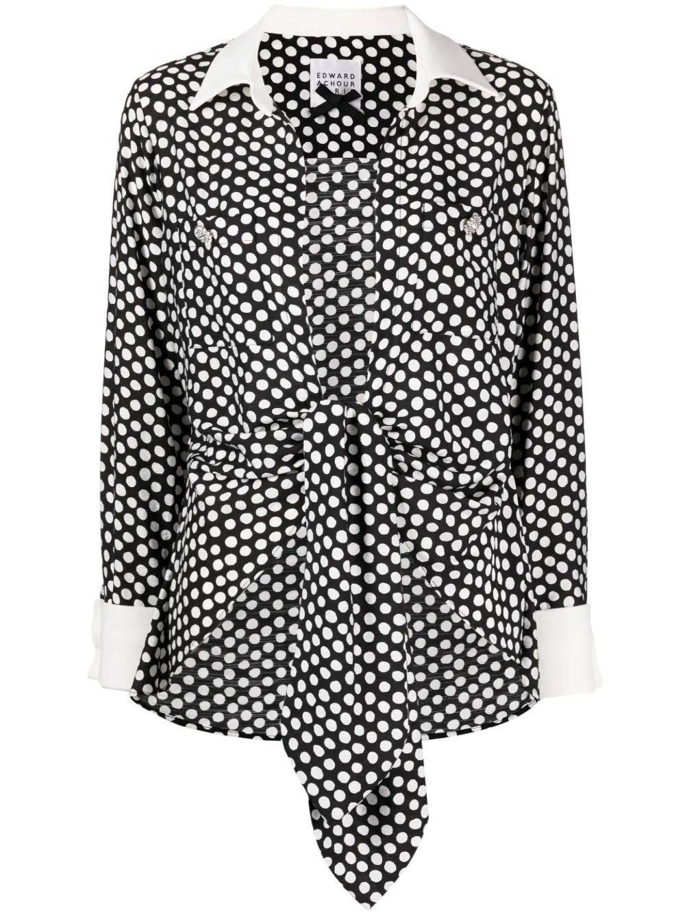 Polka Dot Print Long-Sleeved Blouse