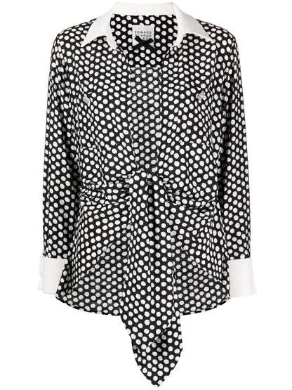 Polka Dot Print Long-Sleeved Blouse
