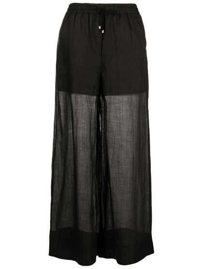 Semi-Sheer Ramie Palazzo Trousers