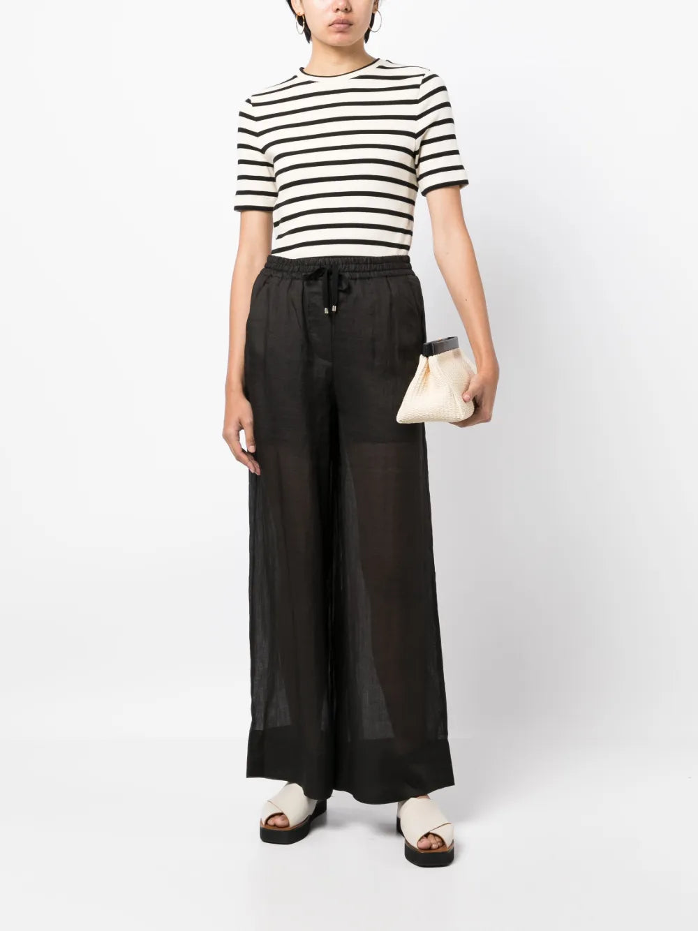 Semi-Sheer Ramie Palazzo Trousers