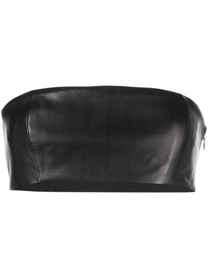 Cropped Leather Strapless Top