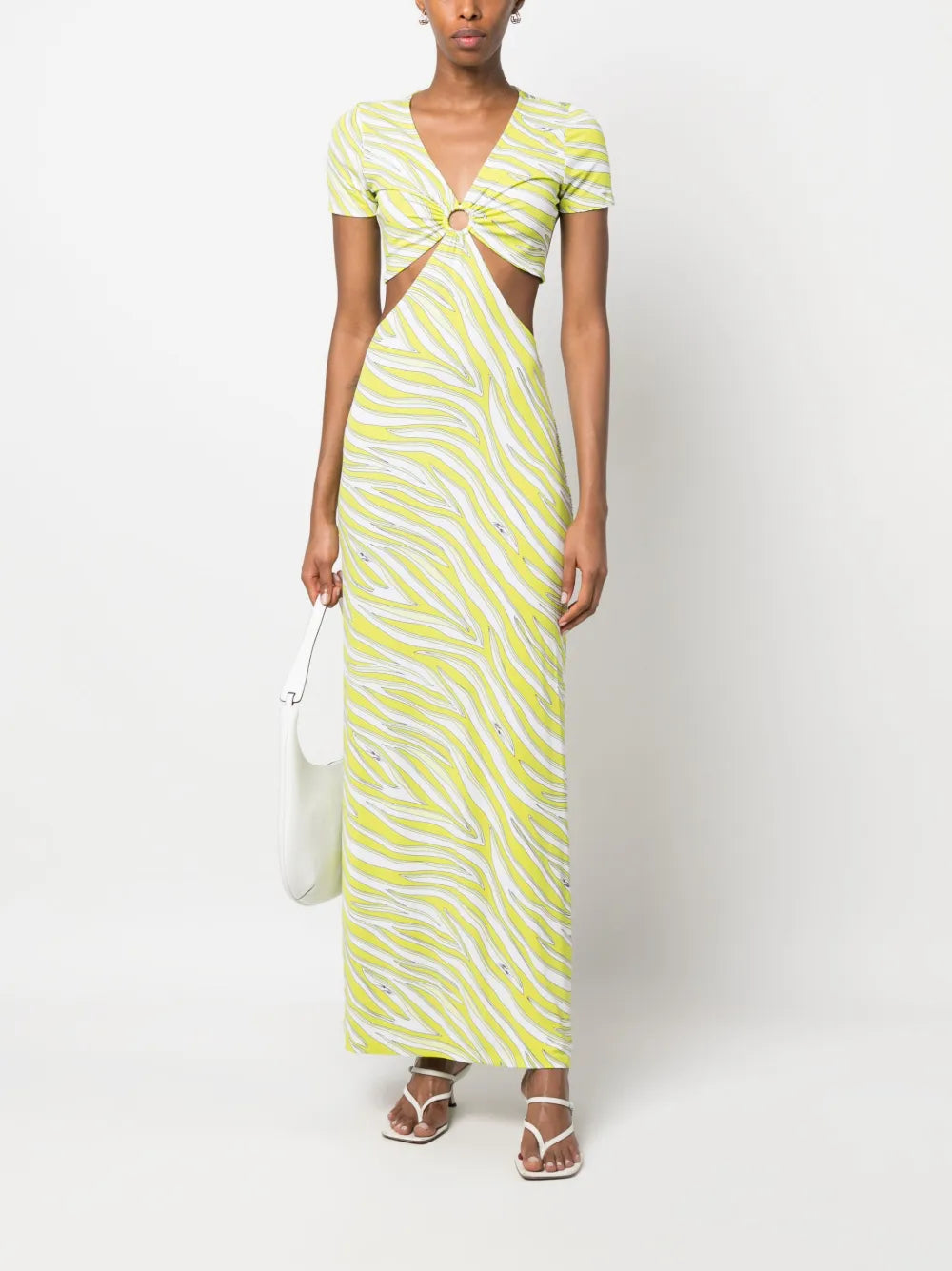 Zebra-Print Cut-Out Maxi Dress