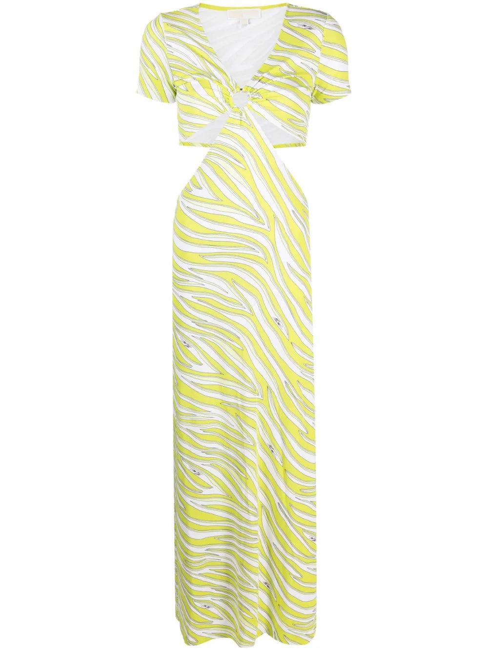 Zebra-Print Cut-Out Maxi Dress