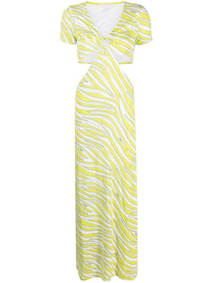 Zebra-Print Cut-Out Maxi Dress