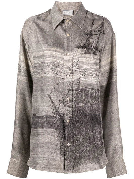 Graphic-Print Long-Sleeve Shirt