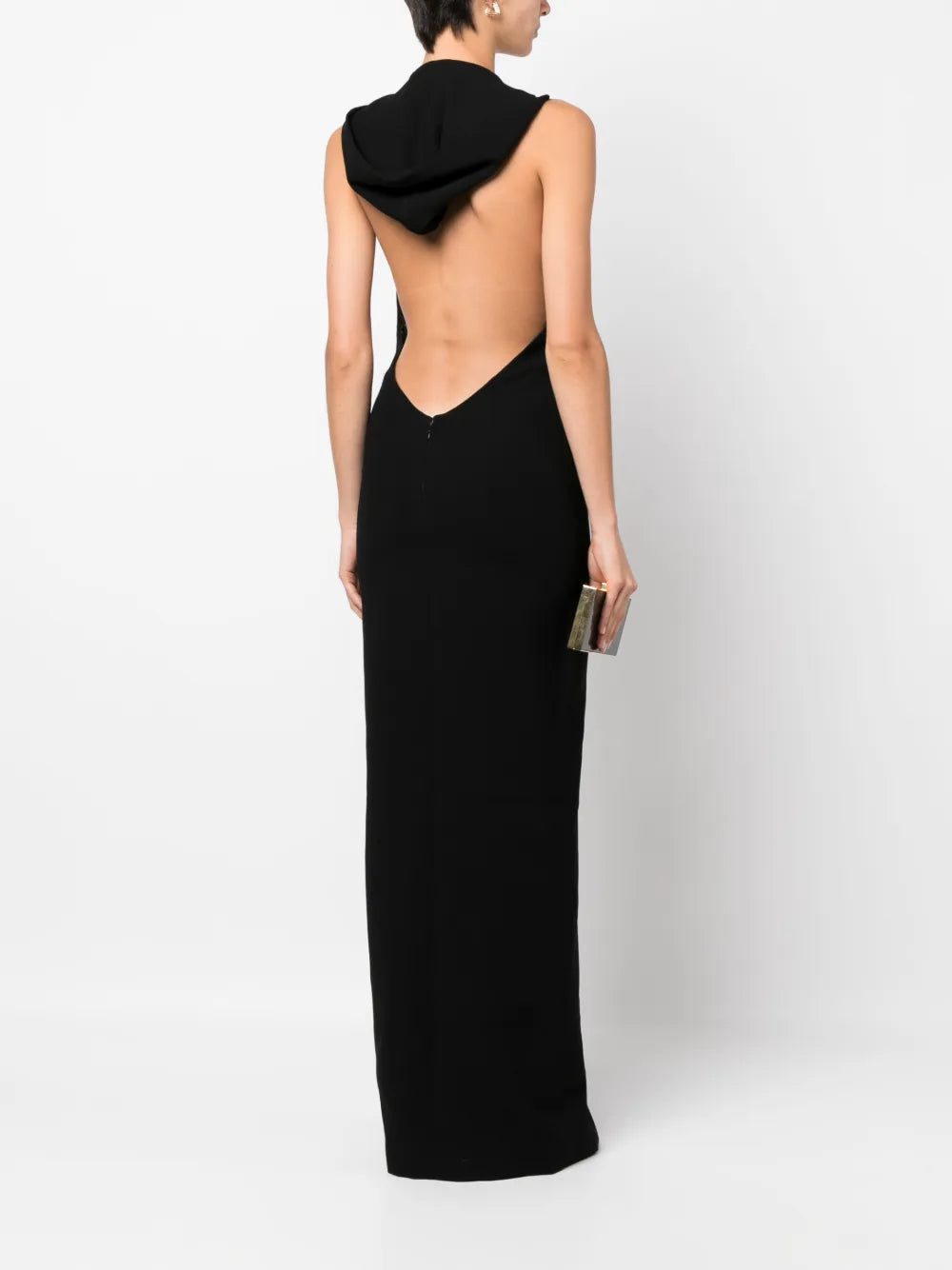 V-Neck Hooded Gown