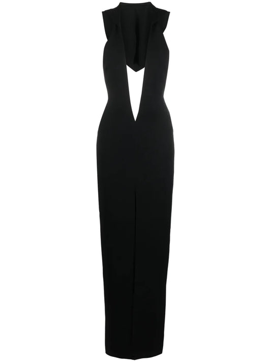 V-Neck Hooded Gown