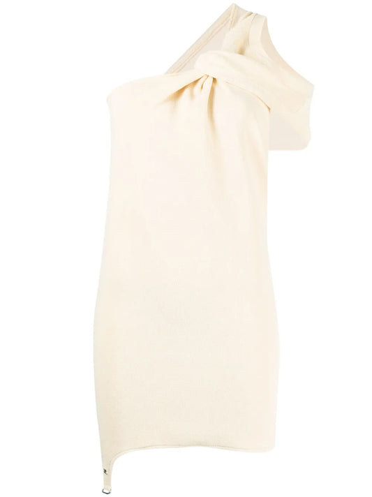One-Shoulder Knotted Minidress