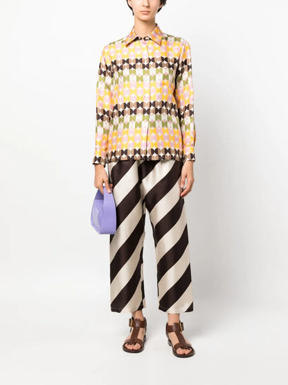Boy Mezzaluna-Print Silk Shirt