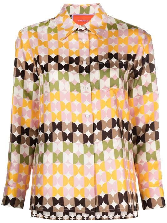 Boy Mezzaluna-Print Silk Shirt