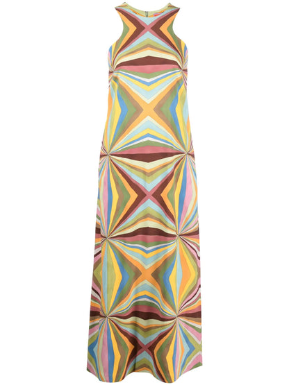 Racer Geometric-Print Maxi Dress