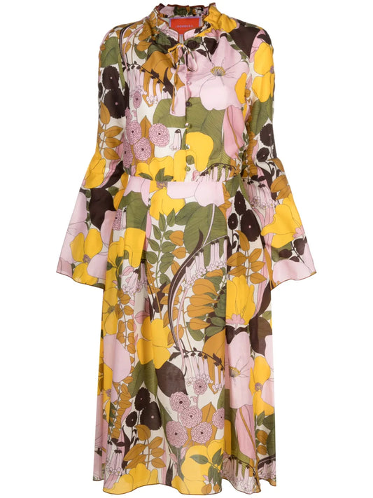 Casanova Floral-Print Midi Dress