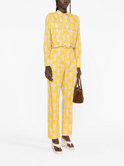 Aviator Pineapple-Print Cotton Jumpsuit