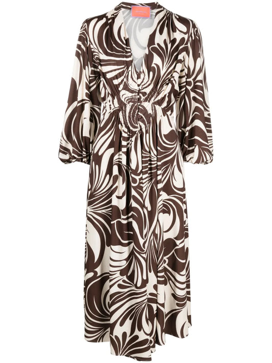 Camerino Watermarble-Print Maxi Dress