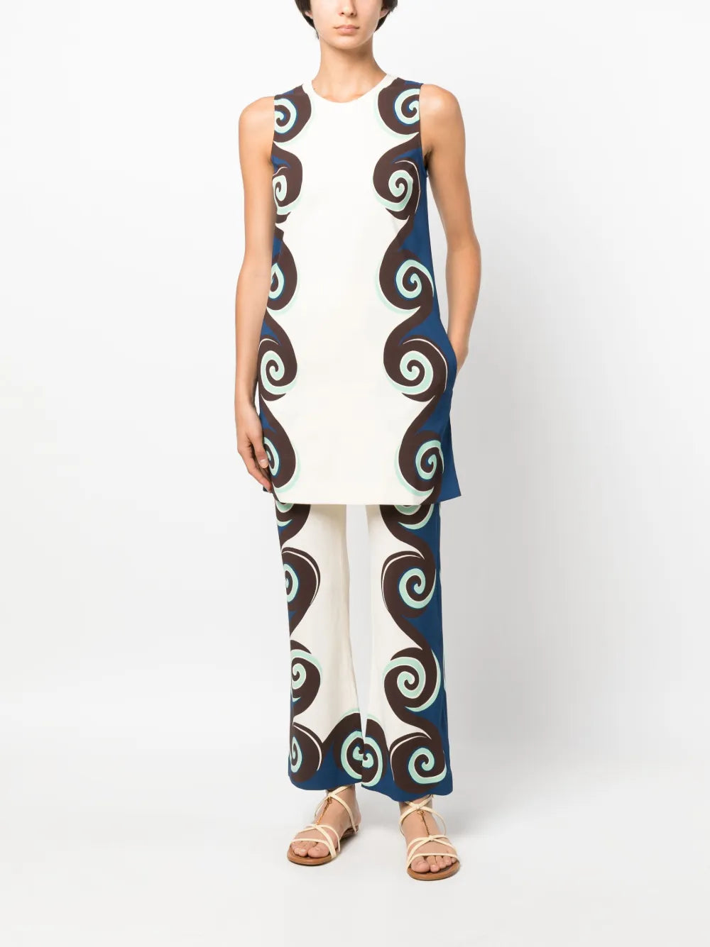 Stretch Geometric-Print Trousers