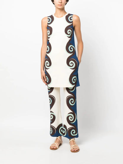Stretch Geometric-Print Trousers