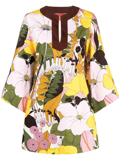 The Kaftan Mini Floral-Print Dress