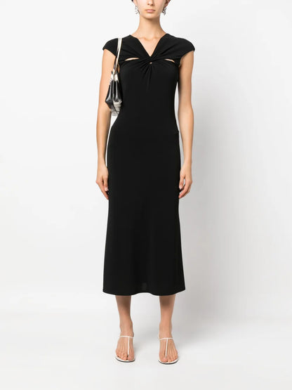 Twist-Detail Midi Dress