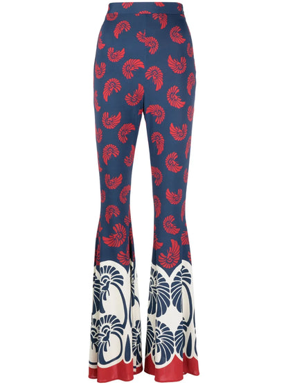 Graphic-Print Super-Flared Trousers