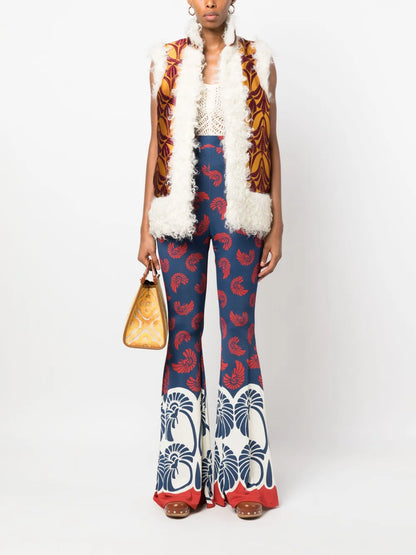 Graphic-Print Super-Flared Trousers
