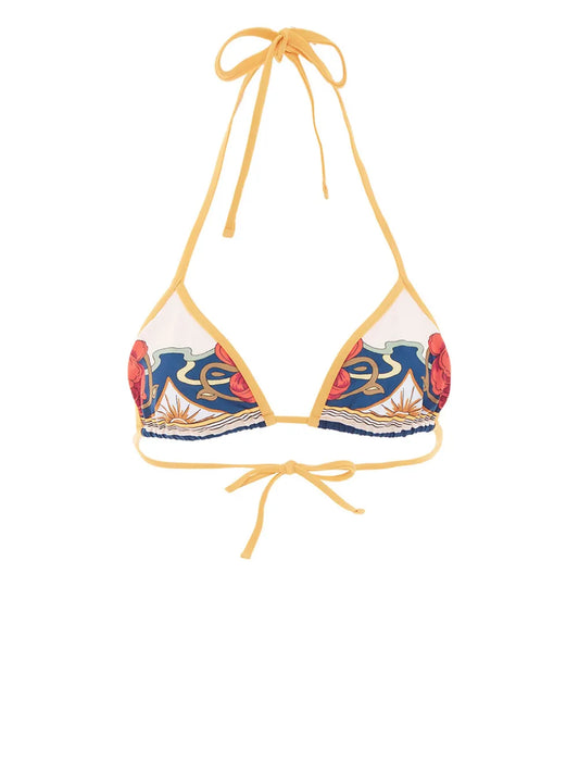 Tropical-Print Bikini Top