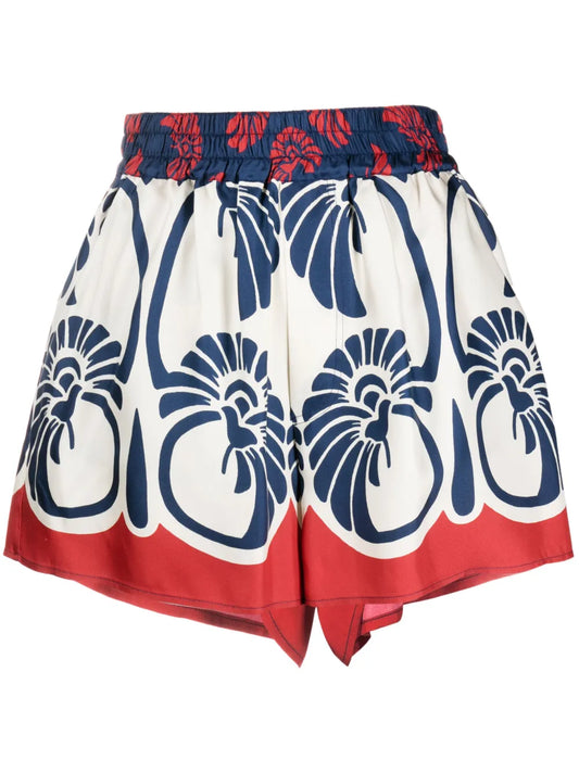 Palmetto-Print Silk Shorts