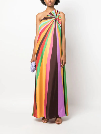 Roy One-Shoulder Silk Maxi Dress