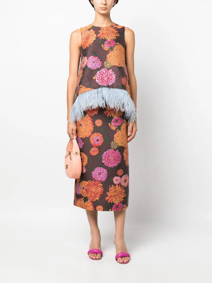 La Scala Feather-Trim Top