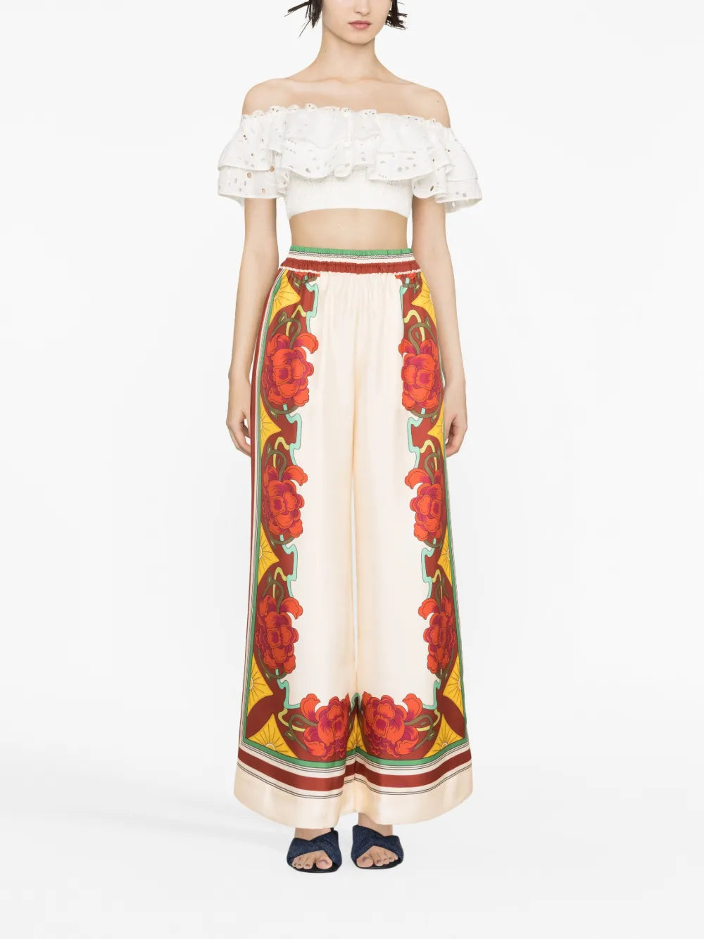 Floral-Print Palazzo Trousers