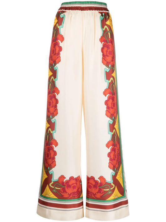 Floral-Print Palazzo Trousers