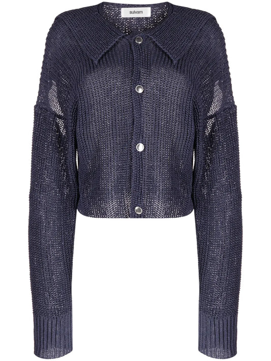 Slit-Detail Cotton Cardigan