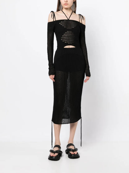 Semi-Sheer Midi Dress
