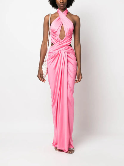 Draped Halterneck Maxi Dress