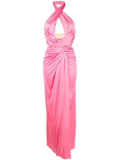 Draped Halterneck Maxi Dress