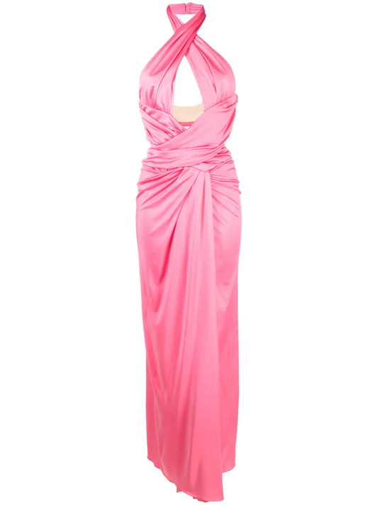 Draped Halterneck Maxi Dress