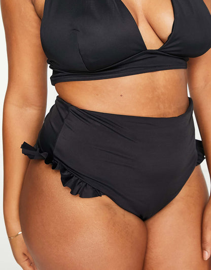 Curve Mix And Match Frill High Waist Bikini Bottom